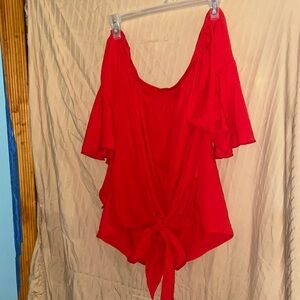 SHEIN Red Tie-Front Blouse